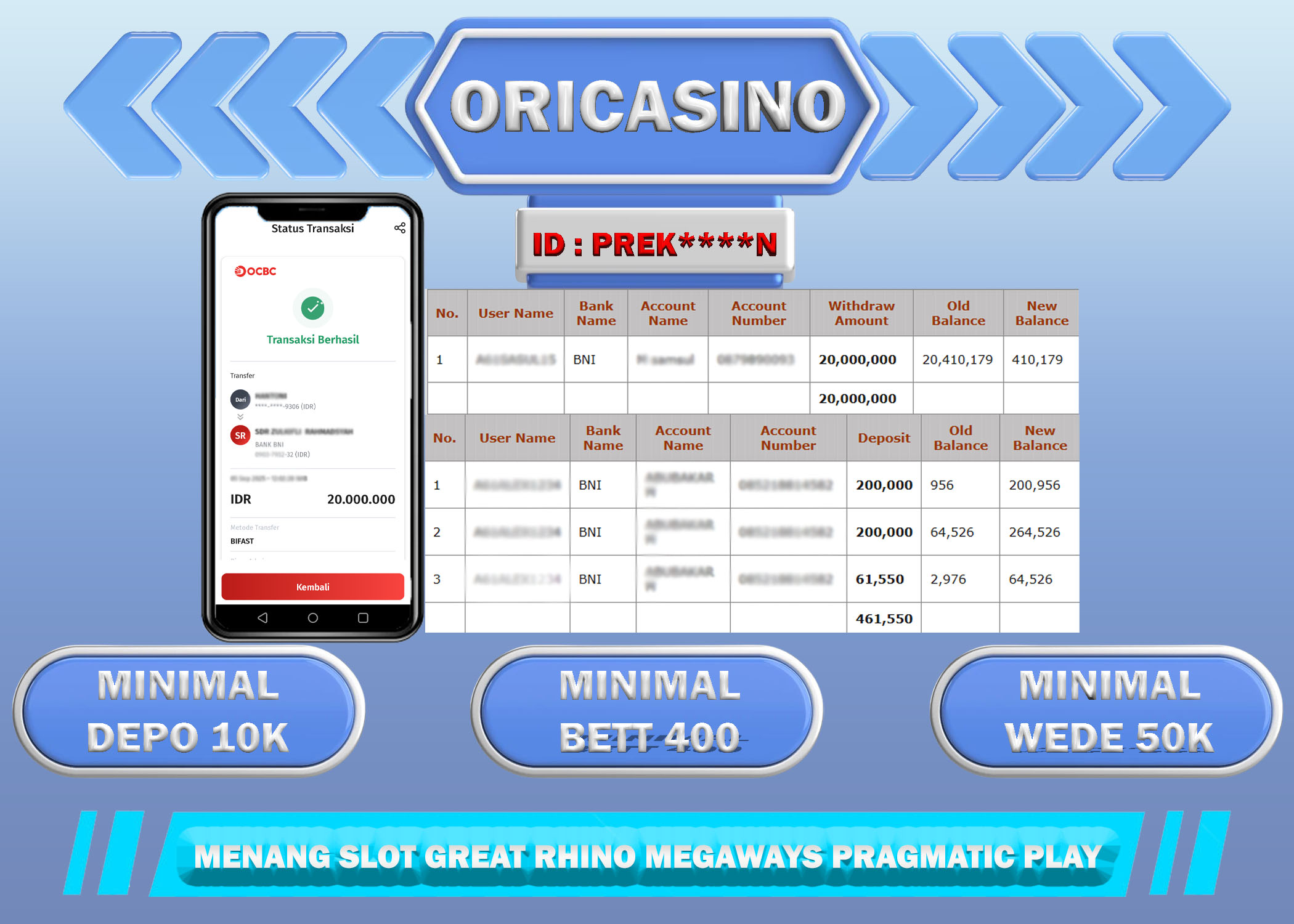 BUKTI KEMENANGAN SLOT GREAT RHINO MEGAWAYS PRAGMATIC PLAY